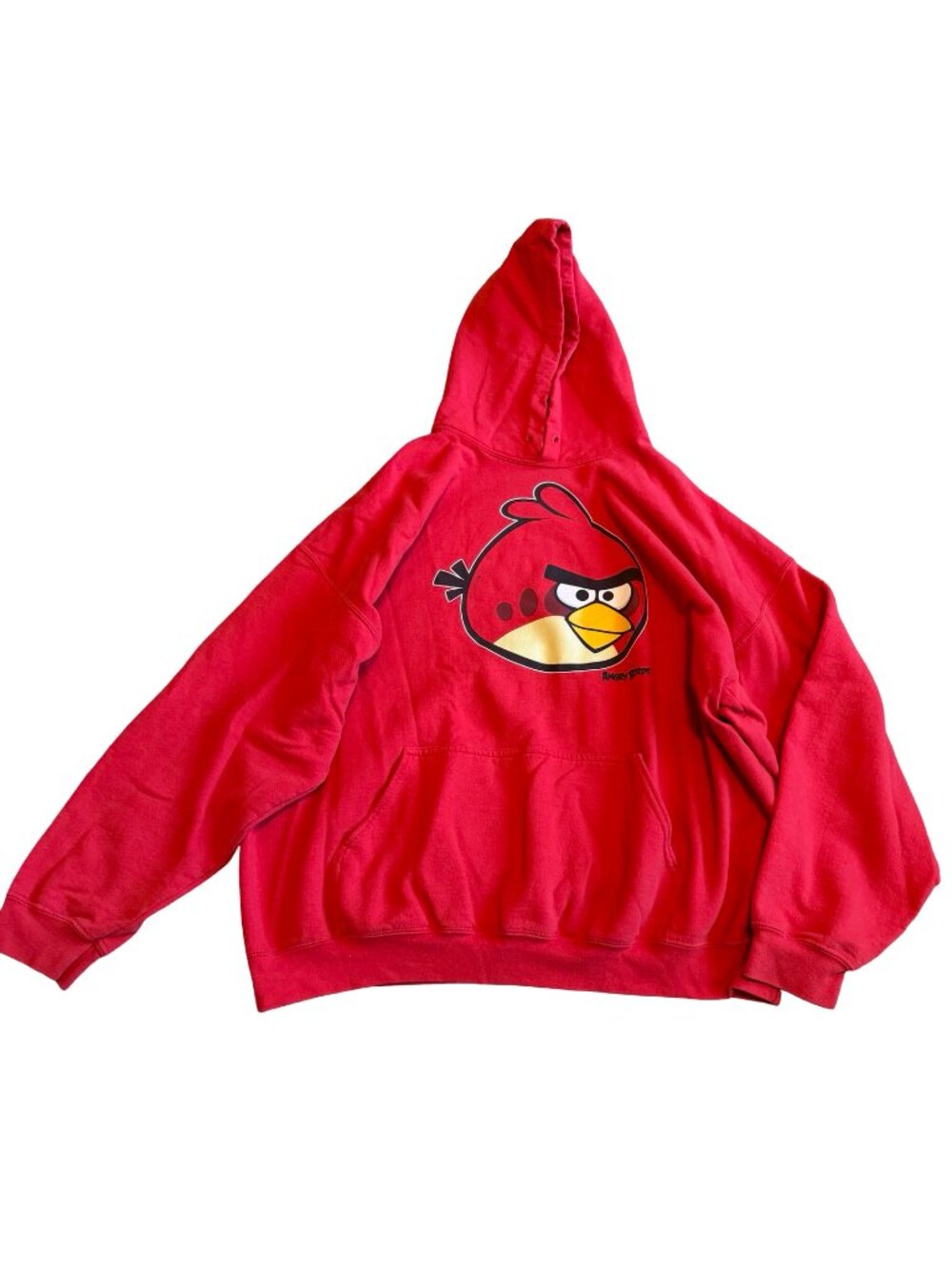 Angry Birds Bright Red Pullover Sweater Hooded Sweatshirt Hoodie Size 2XL Men's